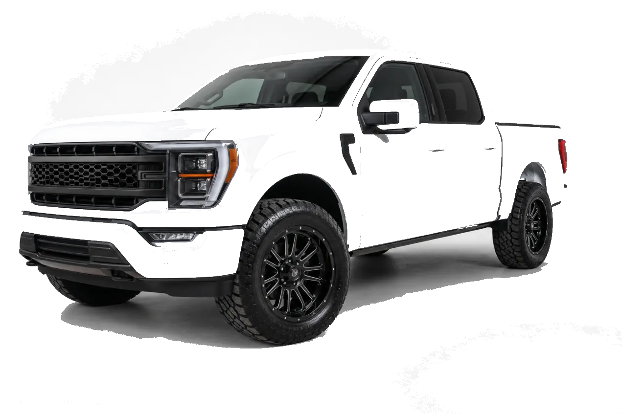 White premium pickup truck with custom wheels, Atlantic Tire King