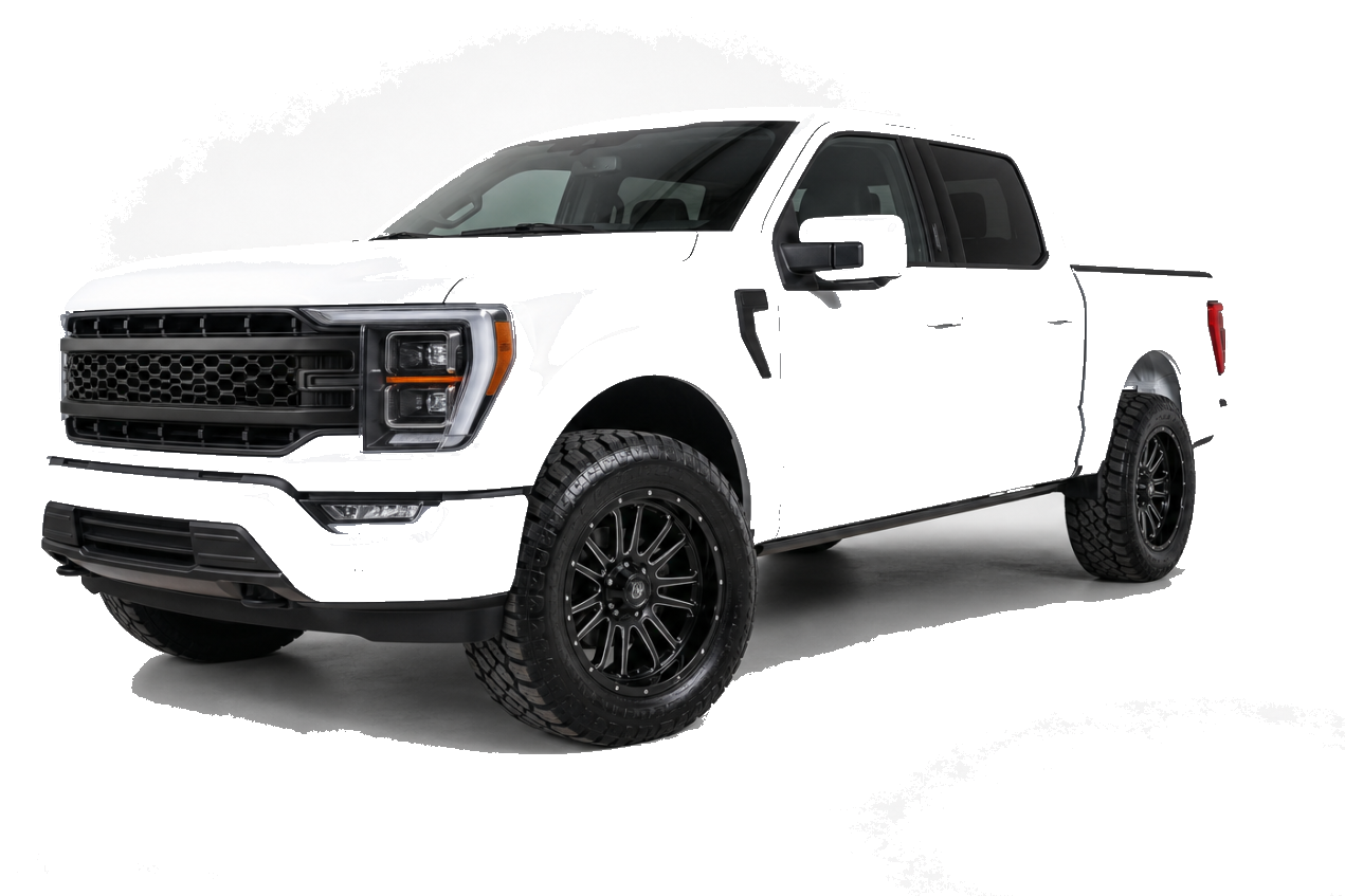 White premium pickup truck with custom wheels, Atlantic Tire King